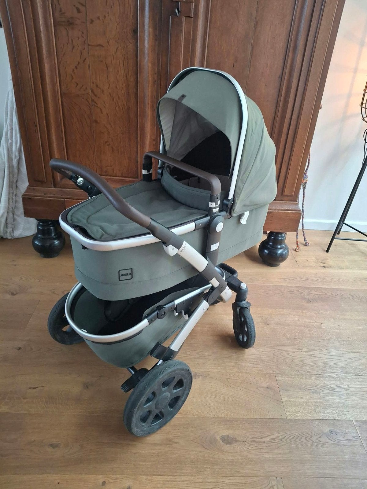 Joolz Geo 2 Combiwagen in Forest Green met accessoires, Ophalen, Gebruikt, Overige merken, Verstelbare duwstang