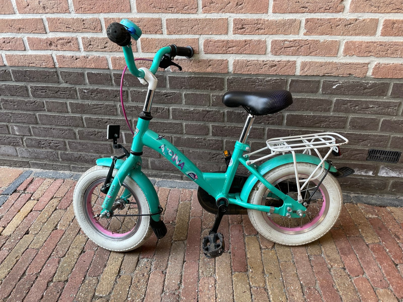 Alpina kinderfiets 12 inch - Zeegroen, Ophalen, Gebruikt, Terugtraprem, Minder dan 16 inch