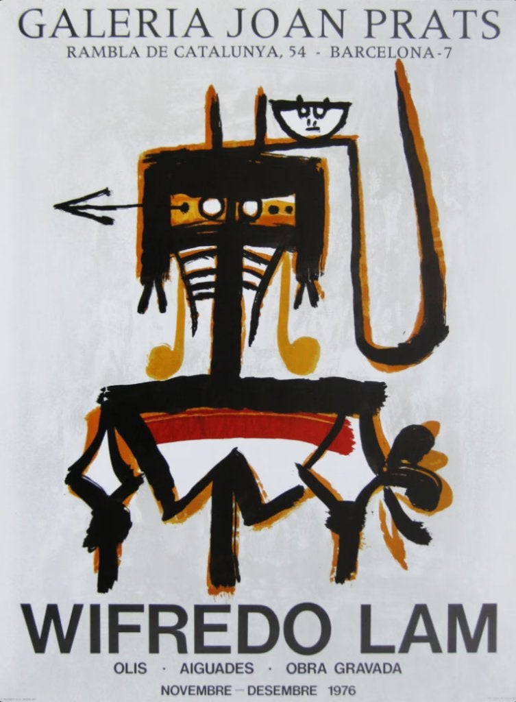 Wifredo Lam (1902-1982) Kleurenlithografie Galeria Joan Prat, Ophalen of Verzenden, A1 t/m A3, Film en Tv