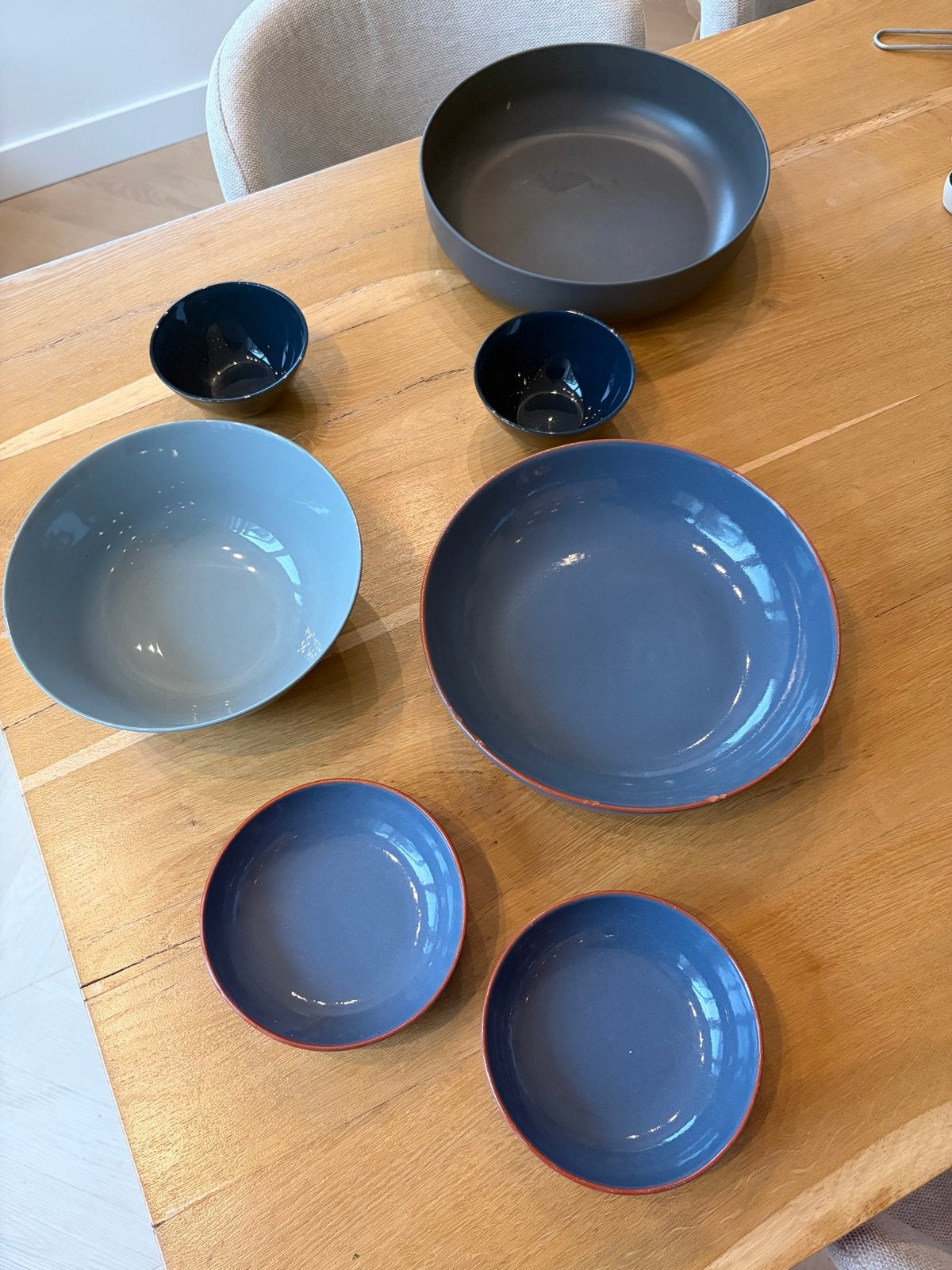 Set van 7 schalen in diverse kleuren, Ophalen, Porselein of Keramiek, Schaal, Rond