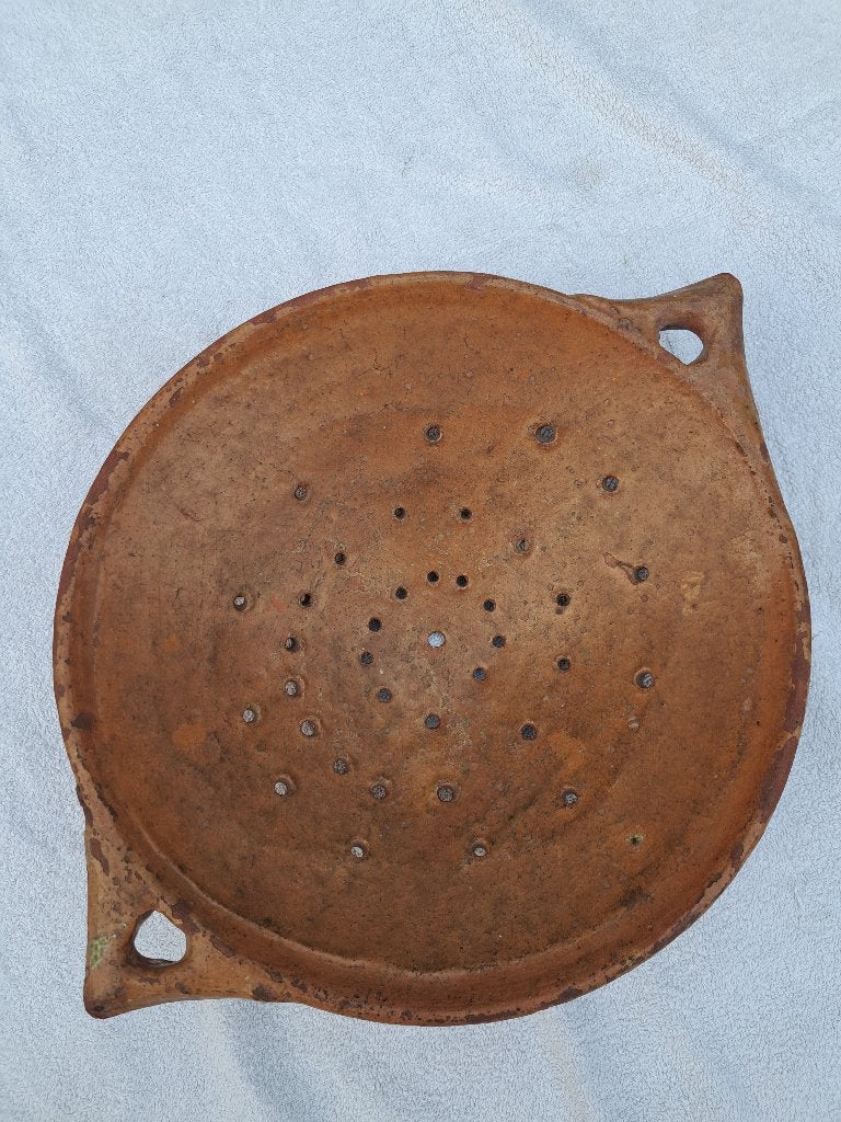 Antieke terracotta vergiet/zeef - handgemaakt, Ophalen of Verzenden