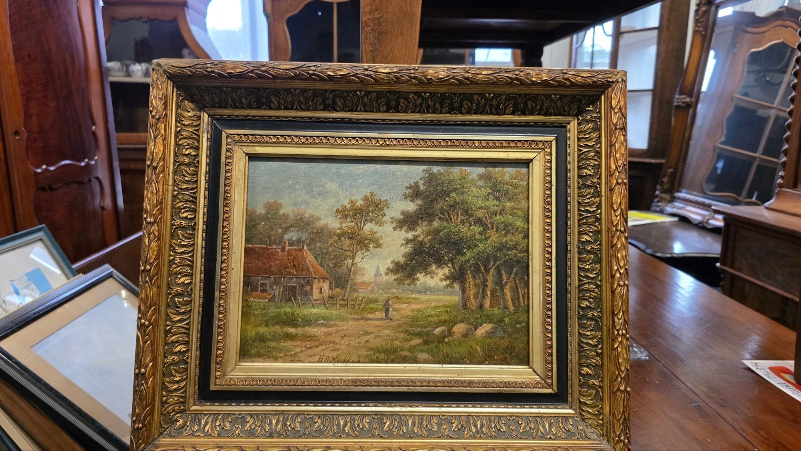mooi antiek schilderij  H.Koekoek, Ophalen