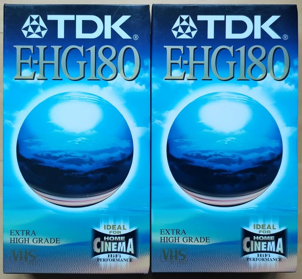 2x gesealde VHS videobanden TDK E-HG180 Extra High Grade, Ophalen of Verzenden, Nieuw