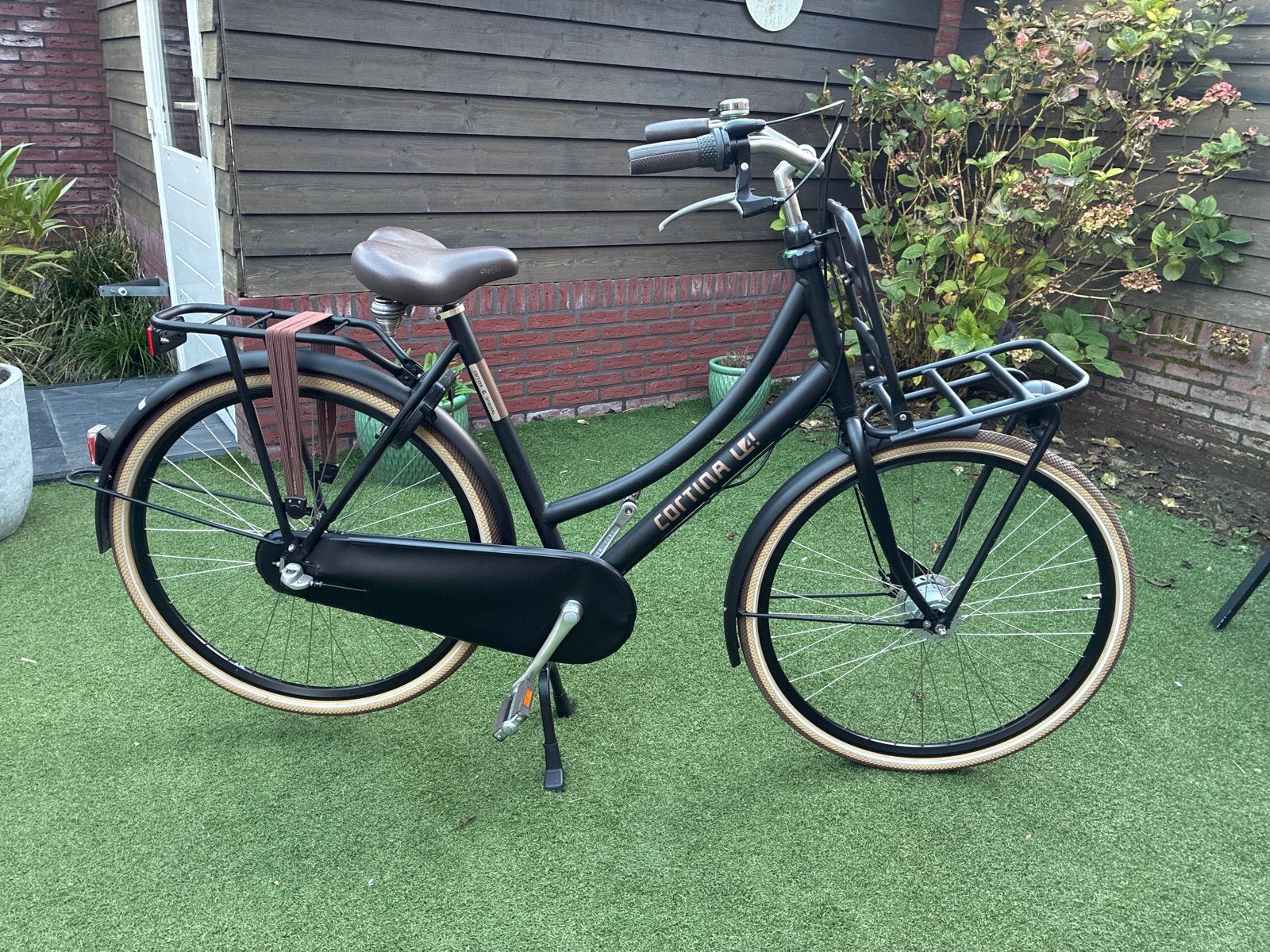 Cortina U4 Transportfiets Damesfiets Zwart 3 Versnellingen, Terugtraprem, 53 tot 56 cm, Versnellingen, Zo goed als nieuw