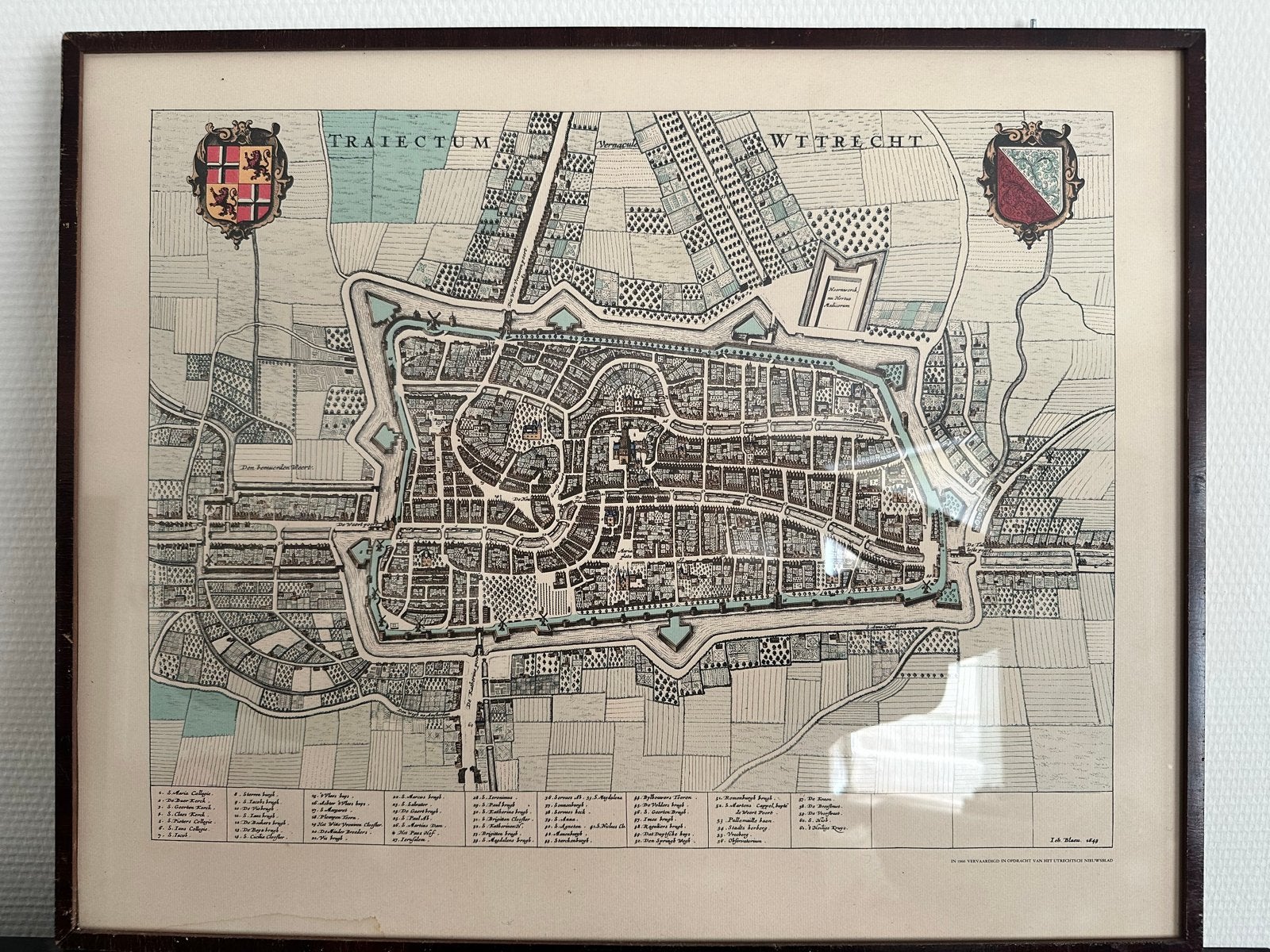 Historische kaart Utrecht 1649 - Joan Blaeu (ingelijst), Boeken, Atlassen en Landkaarten, Landkaart, 1800 tot 2000, Nederland