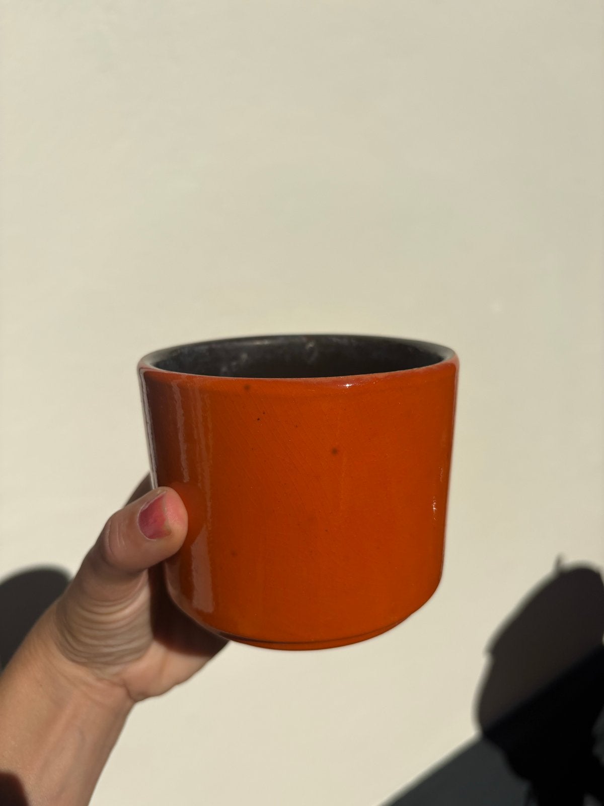 Vintage ADCO bloempot oranje – jaren 60/70 – Ø 10 cm, Tuin en Terras, Rond, Binnen, Ophalen of Verzenden, Zo goed als nieuw