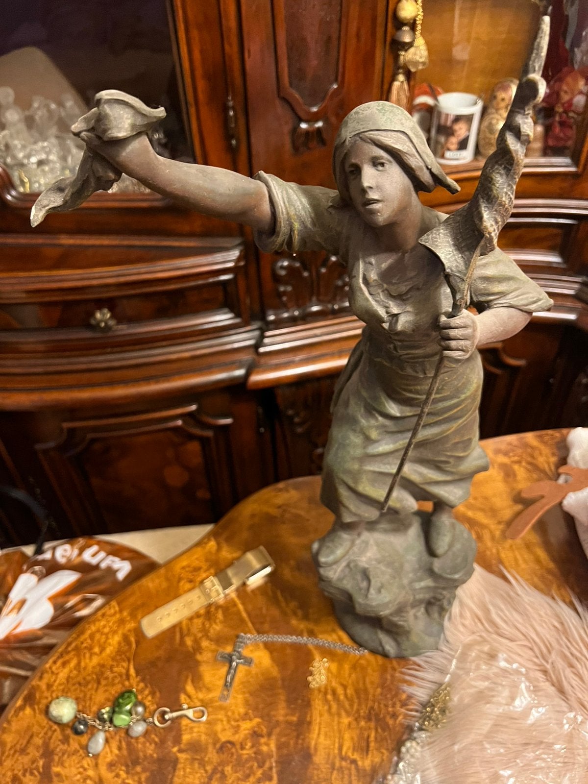 Bronzen fakkel drager, Antiek en Kunst, Ophalen of Verzenden, Brons