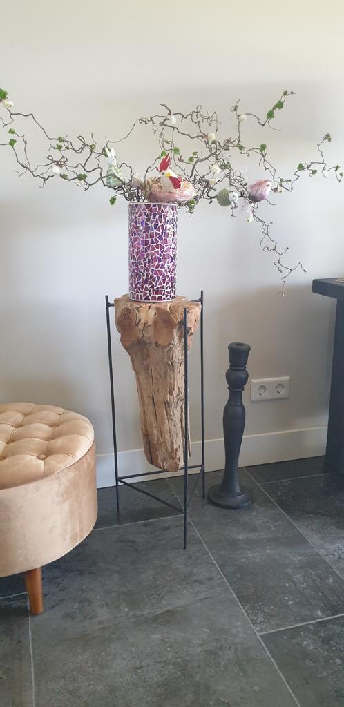 Teak, plantentafel op statief, h 70 cm, bijzettafel, Huis en Inrichting, Ophalen of Verzenden, Zo goed als nieuw