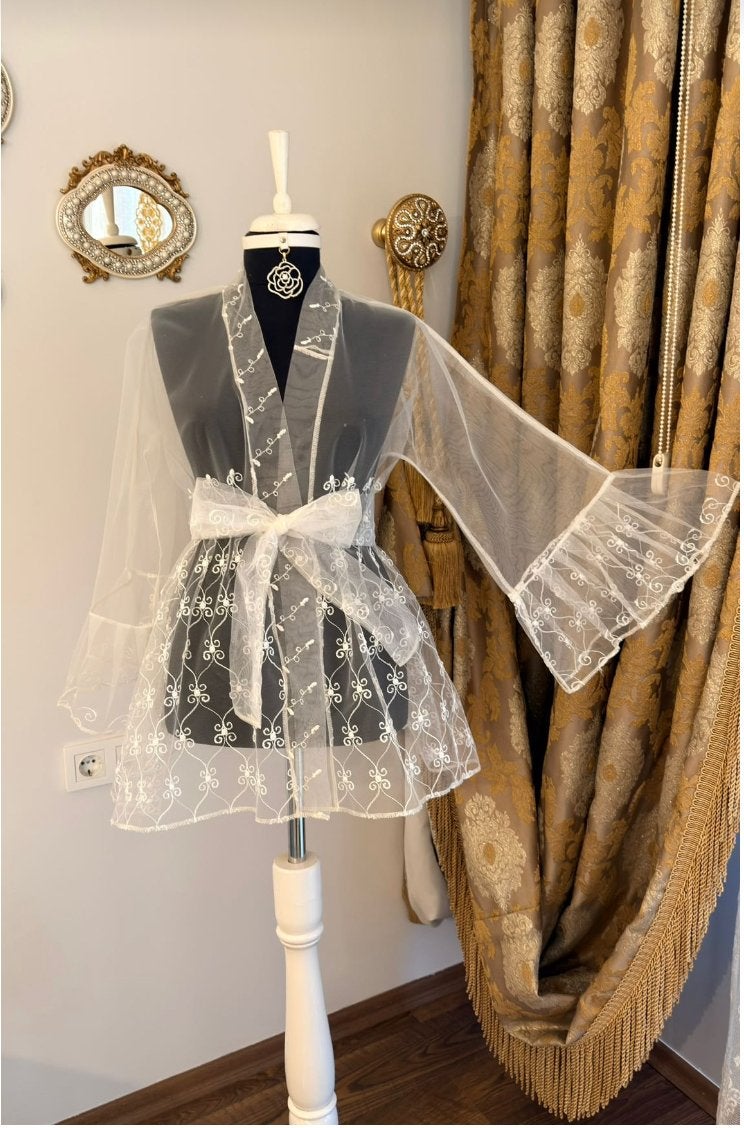 Nieuwe handgemaakte transparante kimono met borduursel, Ophalen, Nieuw