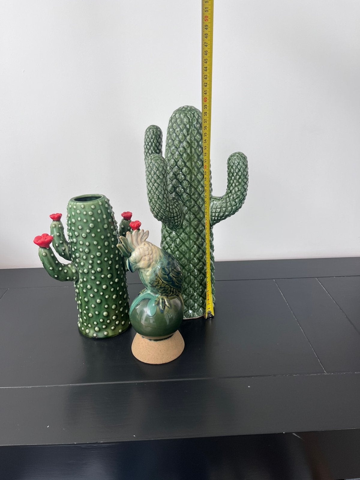Groene set van 2 cactussen en papegaai, Ophalen, Zo goed als nieuw