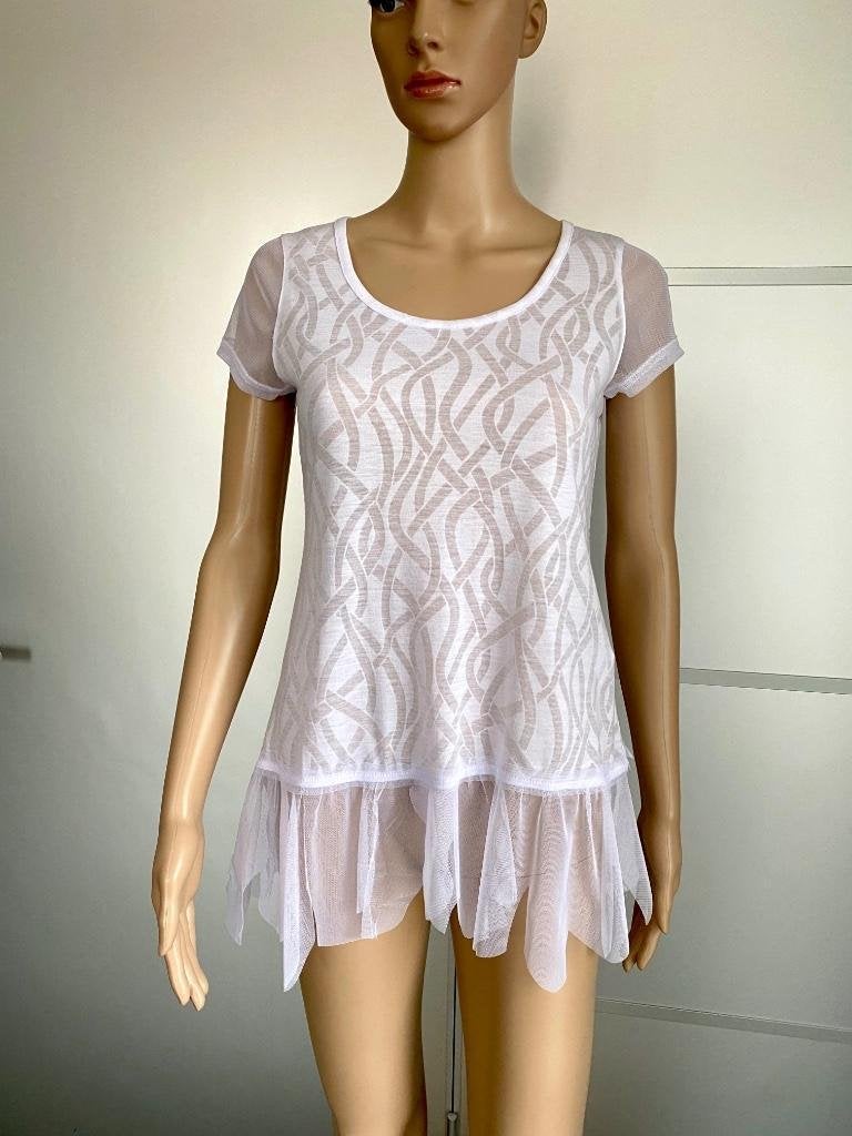 G374 Nieuw: Mado et les Autres: mt XS/S=34/36 top shirt wit, Nieuw, Ophalen of Verzenden, Korte mouw, Maat 36 (S)