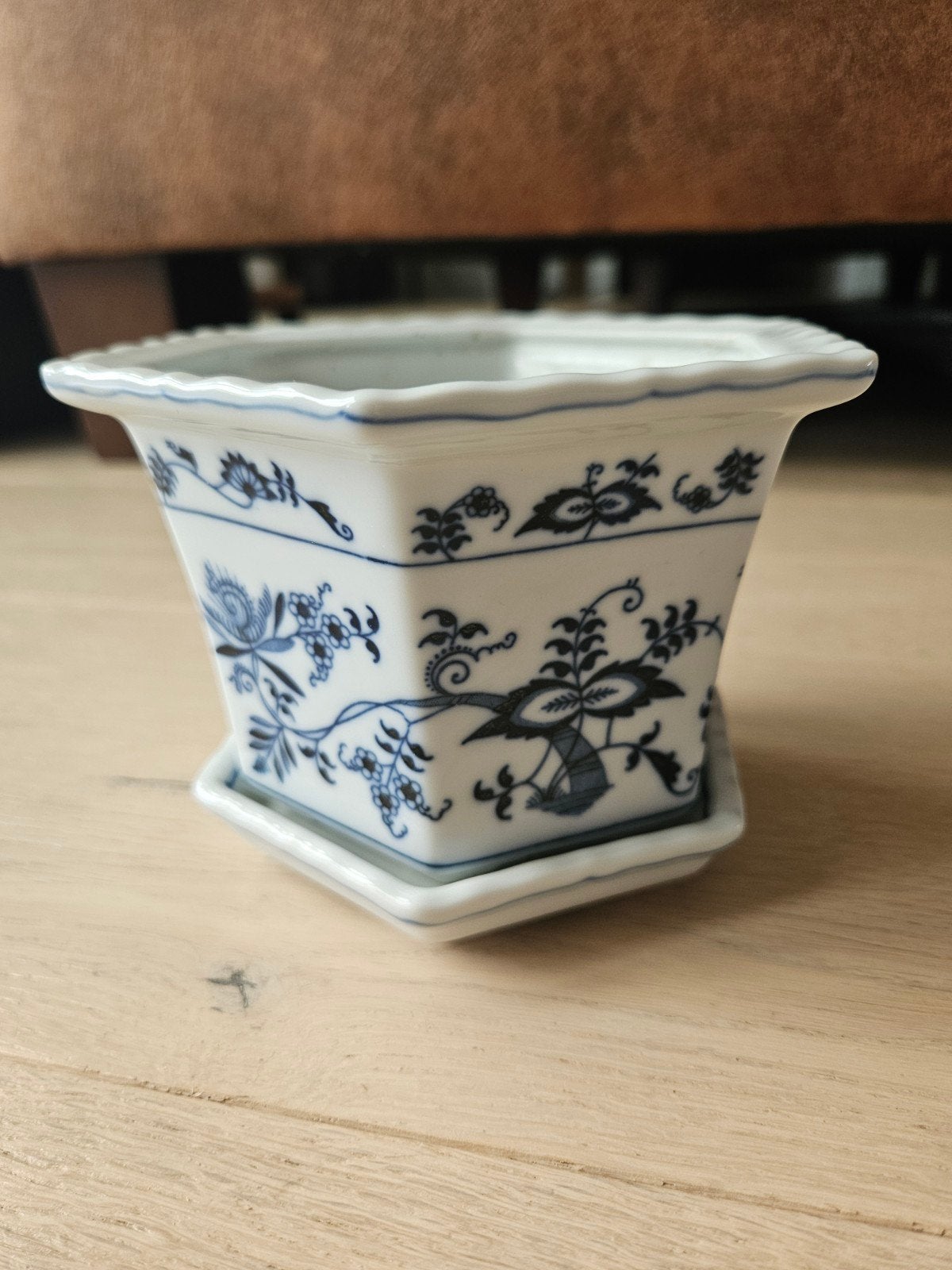 Blue Danube plantenpot met schotel, Ophalen of Verzenden