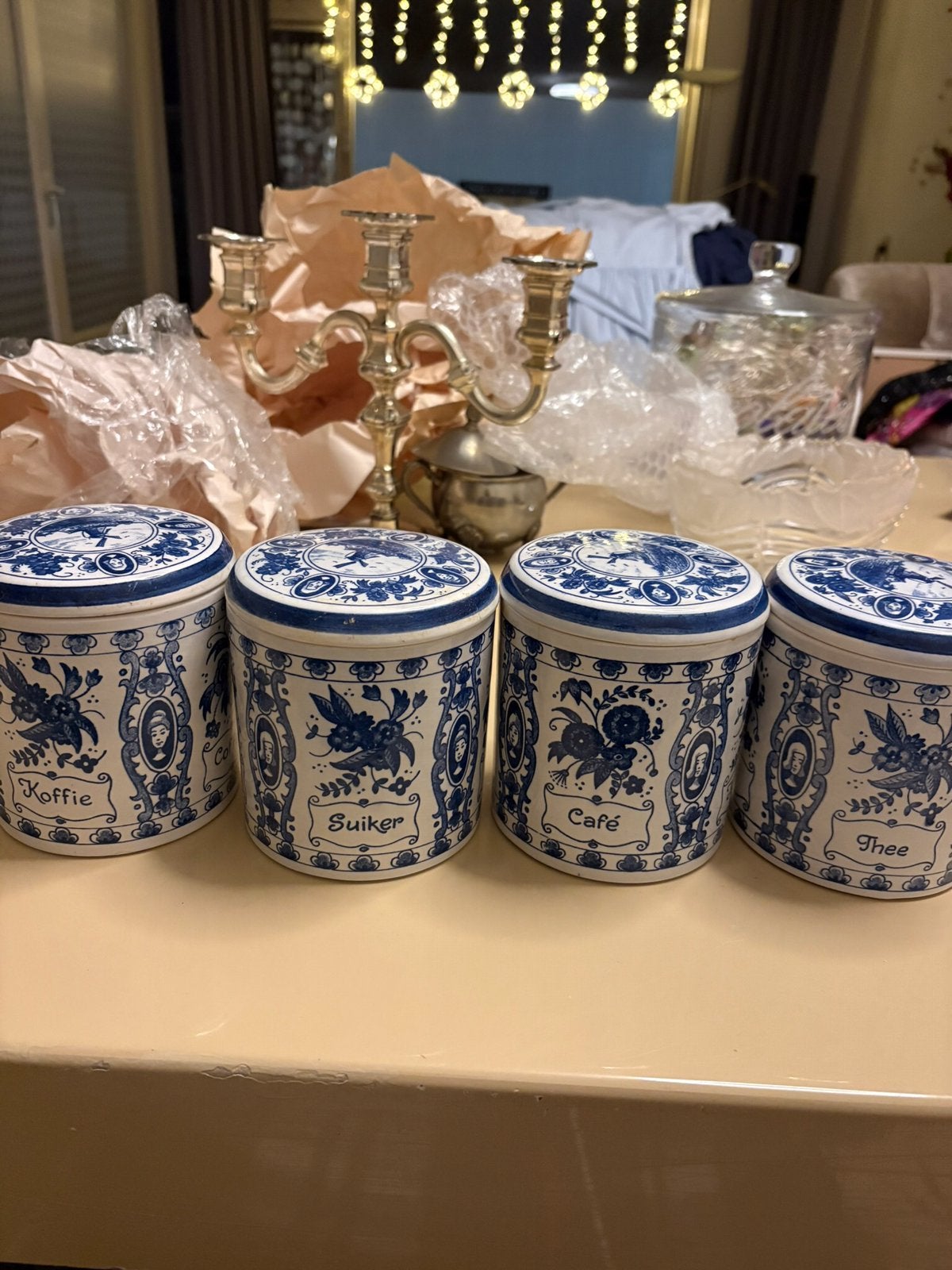 Delfts Blauw voorraadpotten set - Koffie, Suiker, Café, Thee, Ophalen of Verzenden