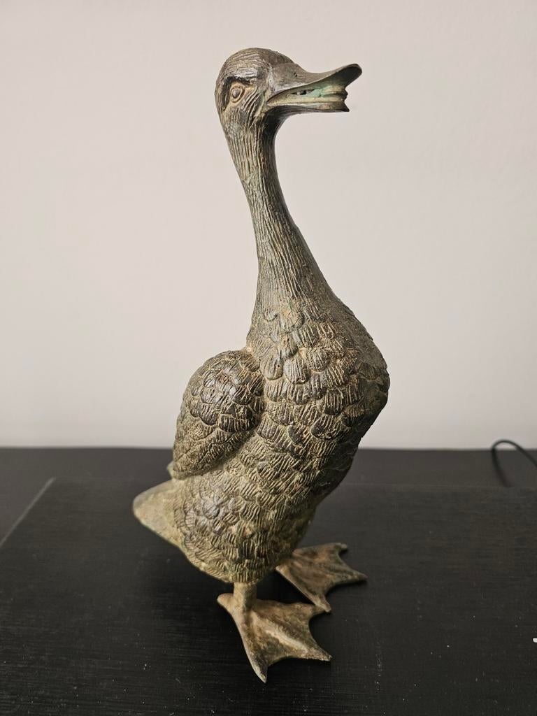 Bronzen gans toegeschreven aan Aad Van Den Brink, Antiek en Kunst, Gemerkt, Ophalen of Verzenden, Brons, 20 - 50 cm
