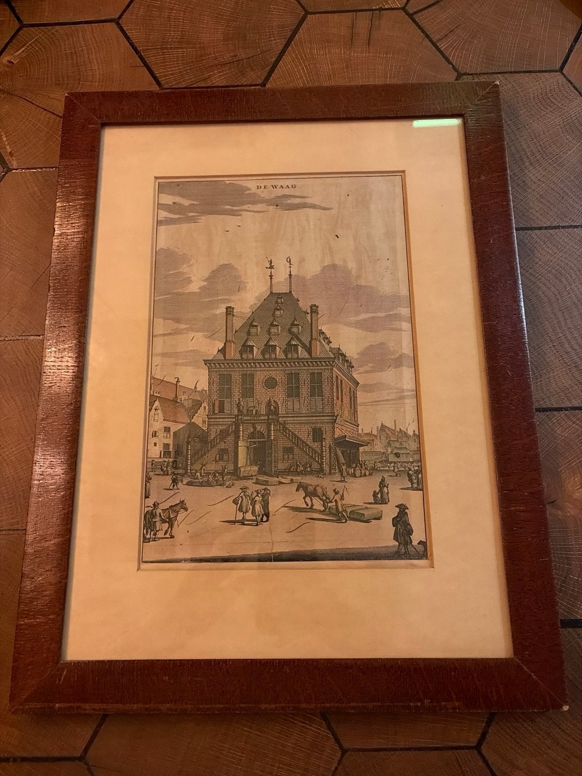 18e-eeuwse kopergravure De Waag op de Dam, Antiek en Kunst, Kunst | Etsen en Gravures, Stadsgezicht, Ophalen of Verzenden, Gravure