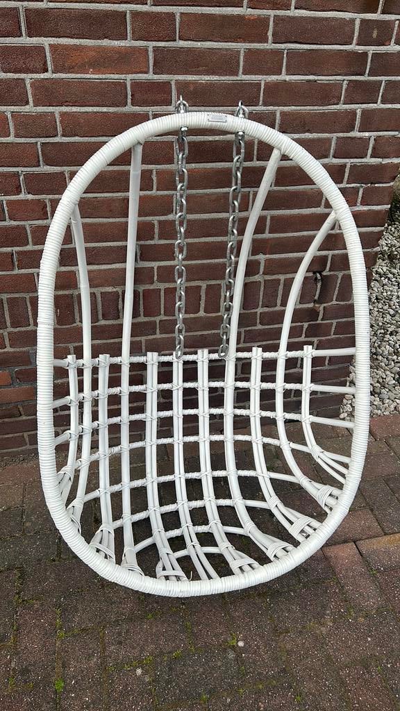 Rotan Hangstoel sissyboy, Gebruikt, Wit, Riet of Rotan, Ophalen of Verzenden