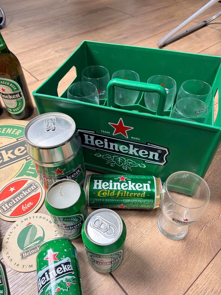 Heineken verzameling met glaswerk, Verzamelen, Ophalen, Gebruikt, Overige typen