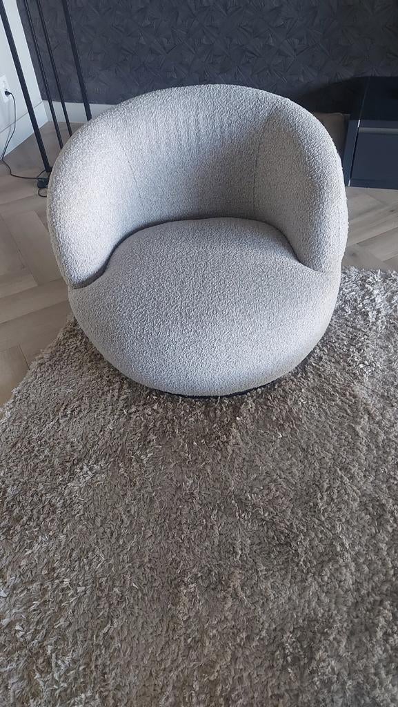 Wood draaifauteuil Woolly - Zo goed als nieuw, Huis en Inrichting, Fauteuils, Ophalen, Modern, Bouclé, 75 tot 100 cm, Zo goed als nieuw