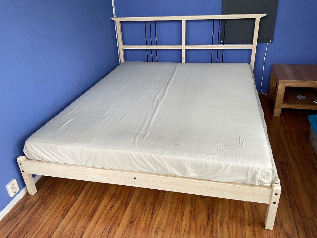 Landelijk 2 persoons white wash bed 160x200 incl matras, Huis en Inrichting, Slaapkamer | Bedden, Ophalen, Wit, Tweepersoons, Zo goed als nieuw