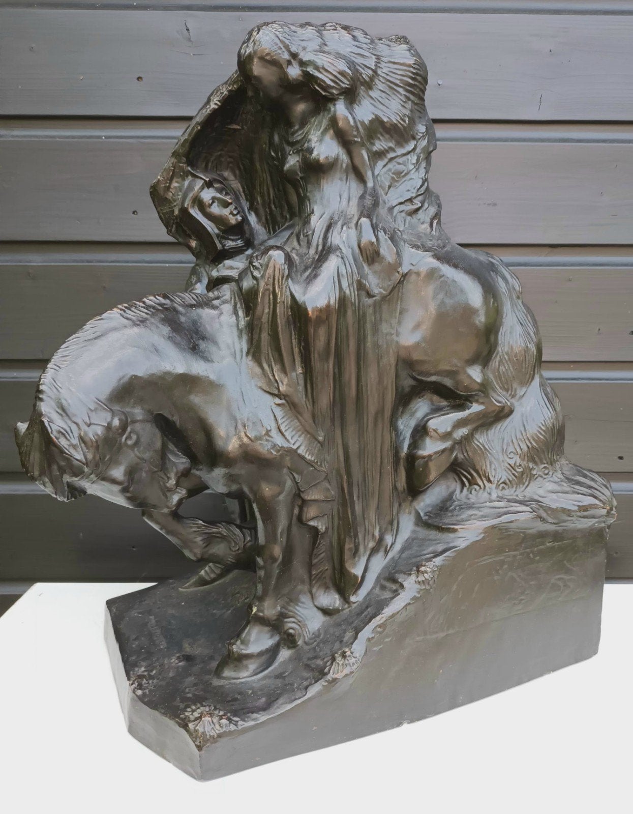Groot Beeld van een Dame en Ridder te Paard, Antiek en Kunst, Kunst | Beelden en Houtsnijwerken, Ophalen