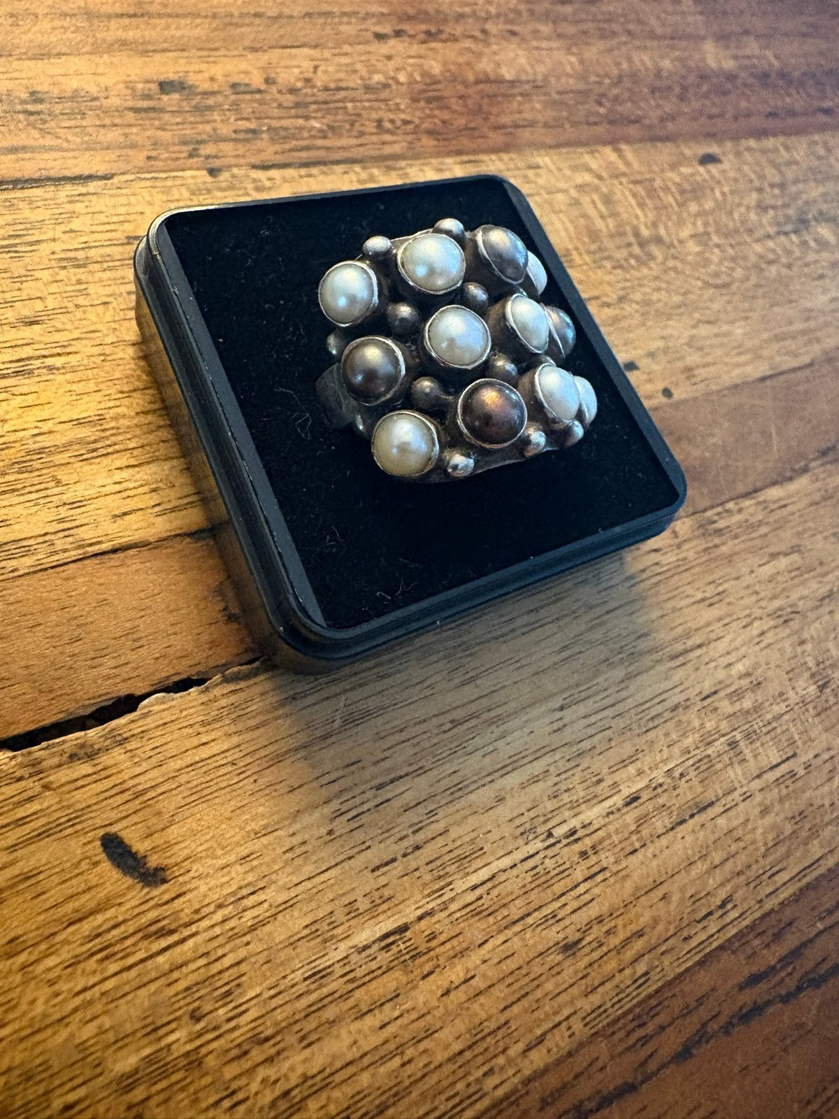 925 Sterling Zilveren Ring met Parels, 20mm, Gebruikt, 20 of groter, Thrifter, Ophalen of Verzenden