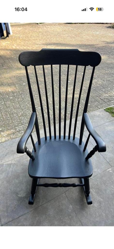 Schommelstoel, Huis en Inrichting, Stoelen, Ophalen, Zwart, Zo goed als nieuw, Eén