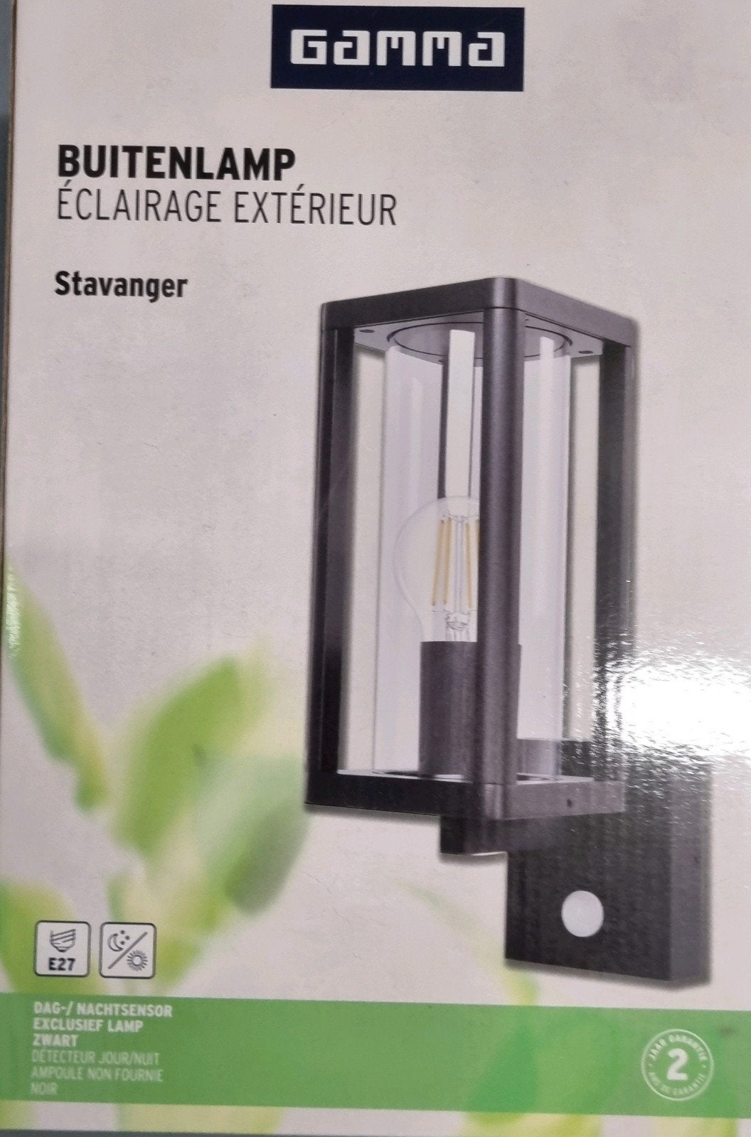 Gamma Buitenlamp Stavanger met Dag-/Nachtsensor Zwart, Overige materialen, Licht-donker-sensor, Minder dan 50 watt, Wandlamp