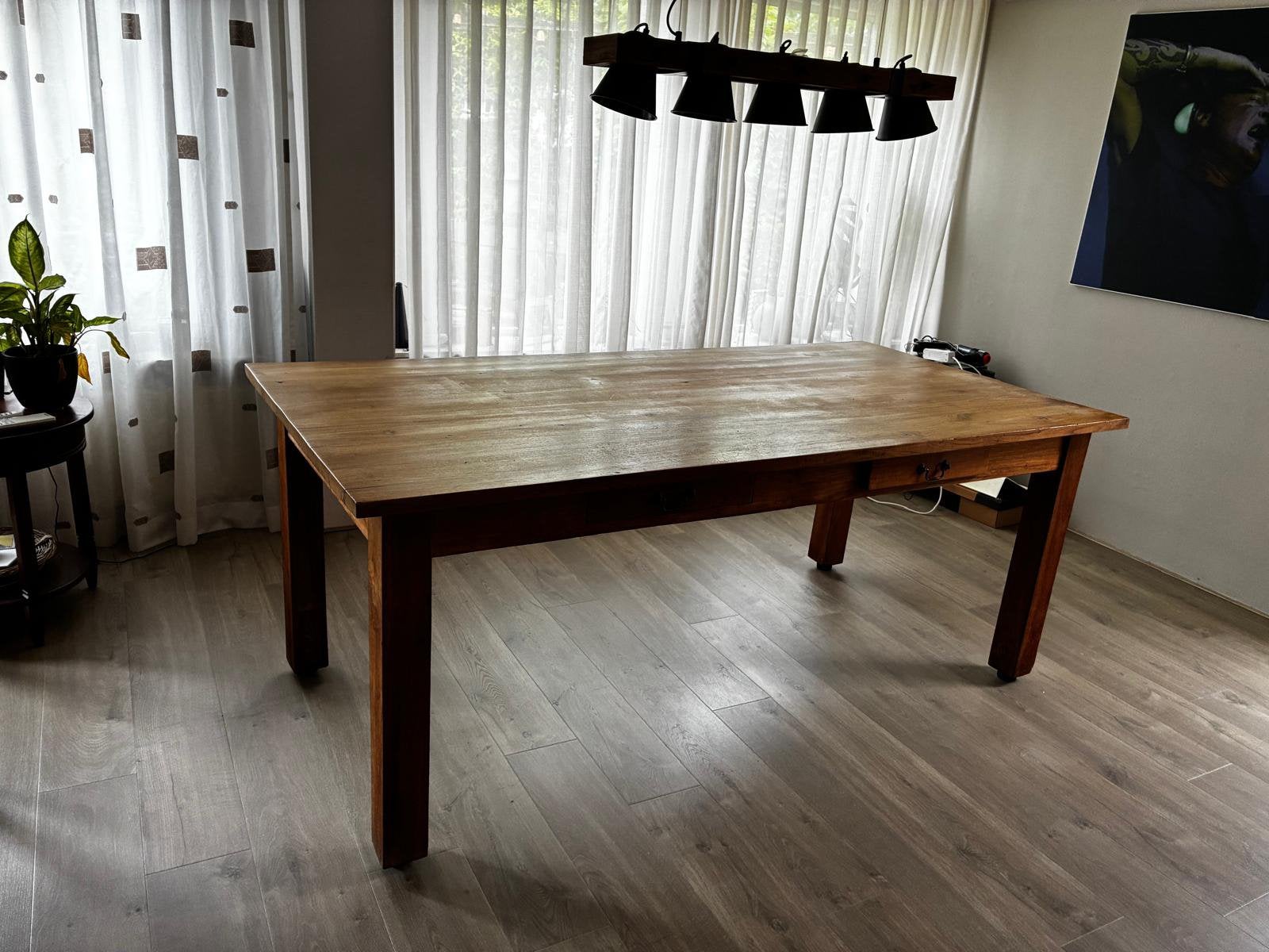 Teakhouten tafel, Huis en Inrichting, Tafels | Eettafels, Ophalen, Gebruikt, 200 cm of meer, 50 tot 100 cm