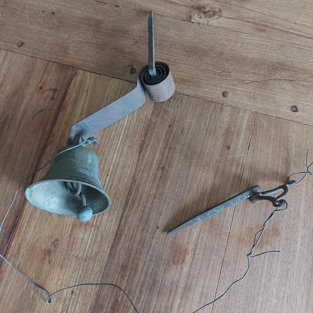 Oude Messing Winkelbel, Antiek en Kunst, Ophalen of Verzenden