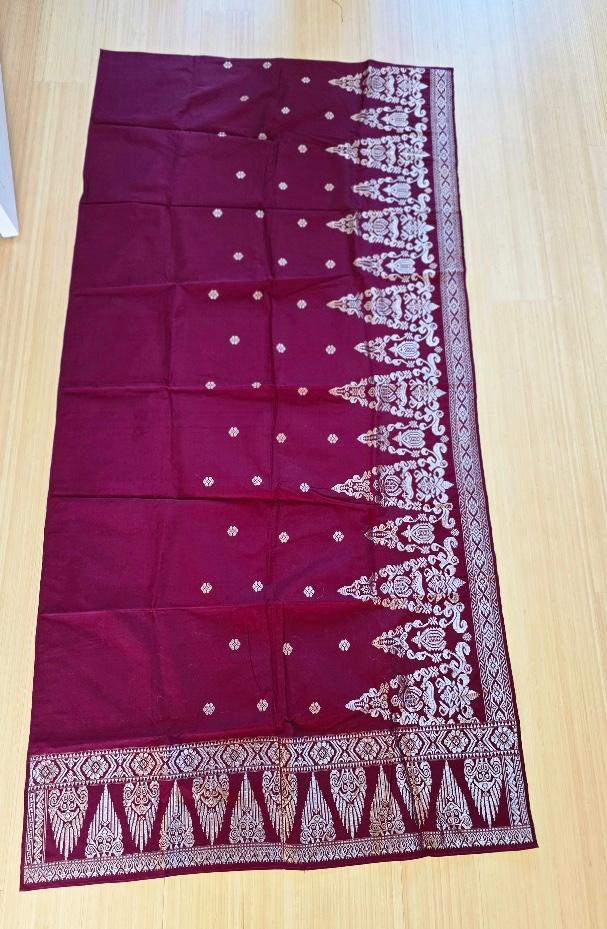Rode zilverdraad doek songket Bali Kelungkung Indonesie, Antiek en Kunst, Ophalen of Verzenden