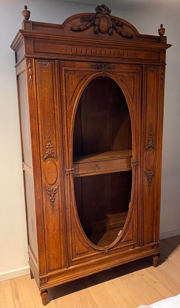 Eiken antieke kast met passpiegel, Antiek en Kunst, Antiek | Meubels | Kasten, Ophalen