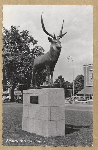 Ansichtkaart Arnhem - Hert van Pompon (1966), Ophalen of Verzenden, 1960 tot 1980, Gelopen, Gelderland