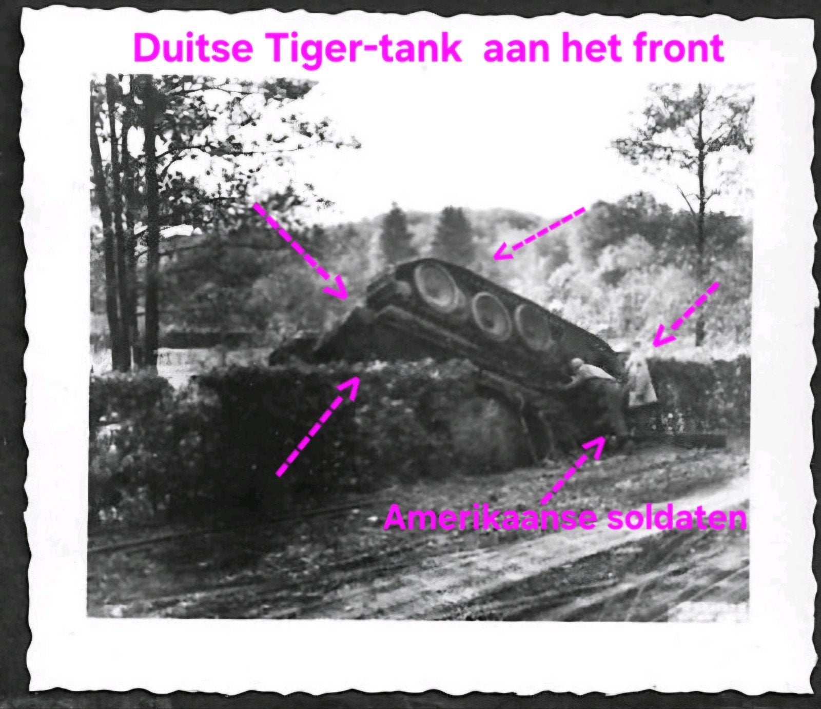 1x foto wo2 duitse tiger-tank Amerikaanse soldaten front, Verzamelen, Militaria | Tweede Wereldoorlog, Ophalen of Verzenden, Duitsland