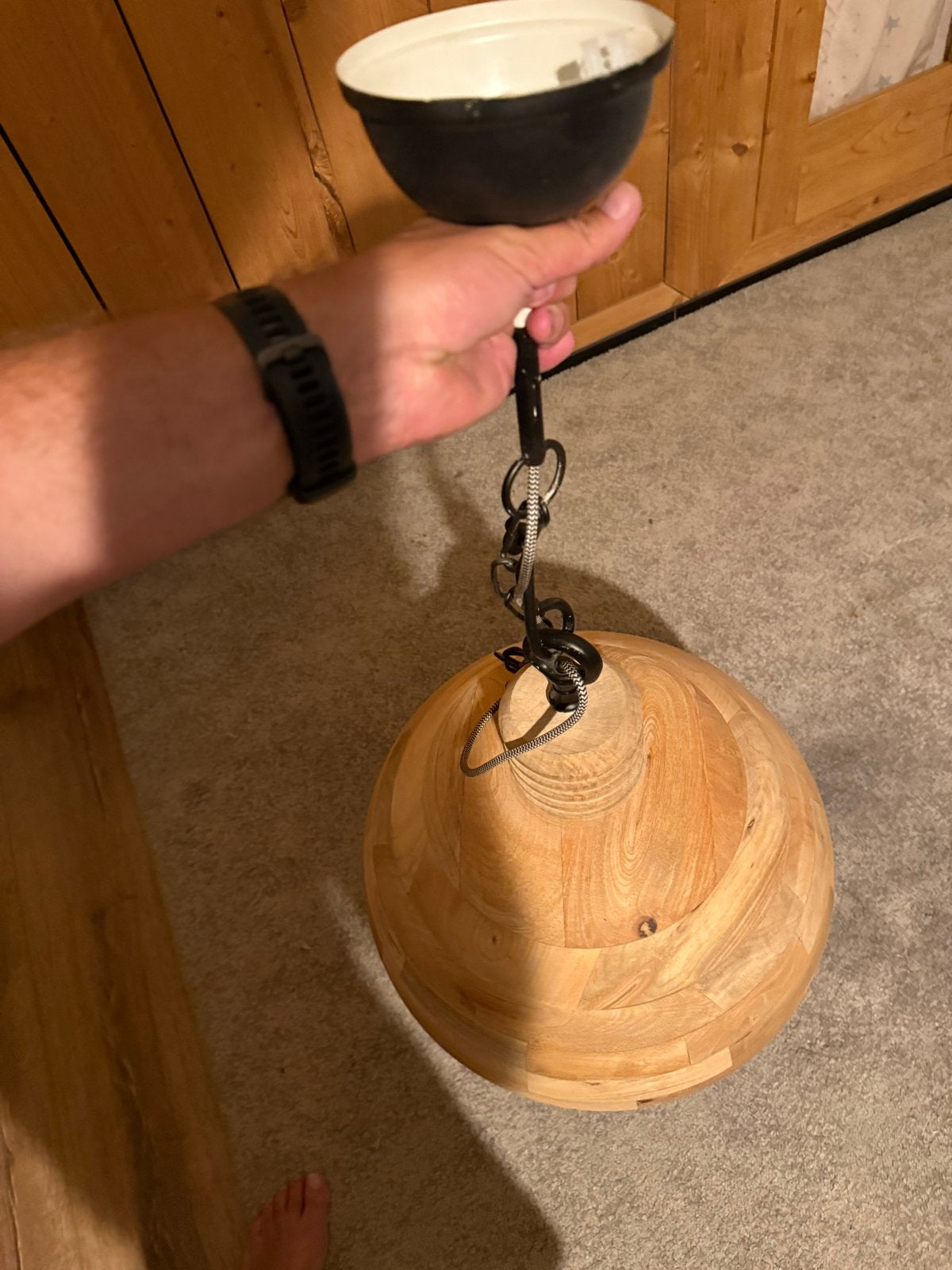 Hanglamp van mangohout, Ophalen, Gebruikt, Hout, E27 (groot)
