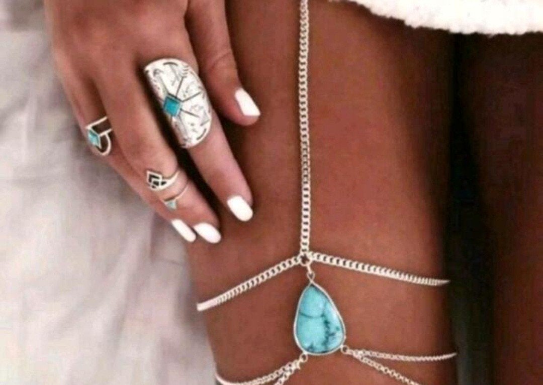 Bohemian boho ibiza bodychain lichaamsketting festival, Ophalen of Verzenden, Nieuw, Zilver, Zilver