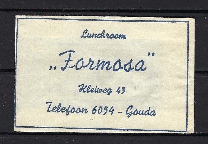 739 Gouda lunchroom FORMOSA, Ophalen of Verzenden, Nederland