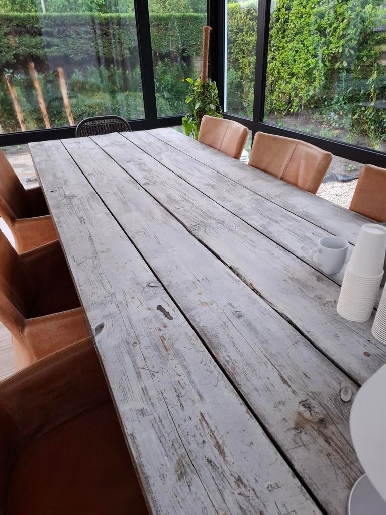 Grote tafel van steigerhout, Ophalen, Gebruikt, 100 tot 150 cm, 200 cm of meer