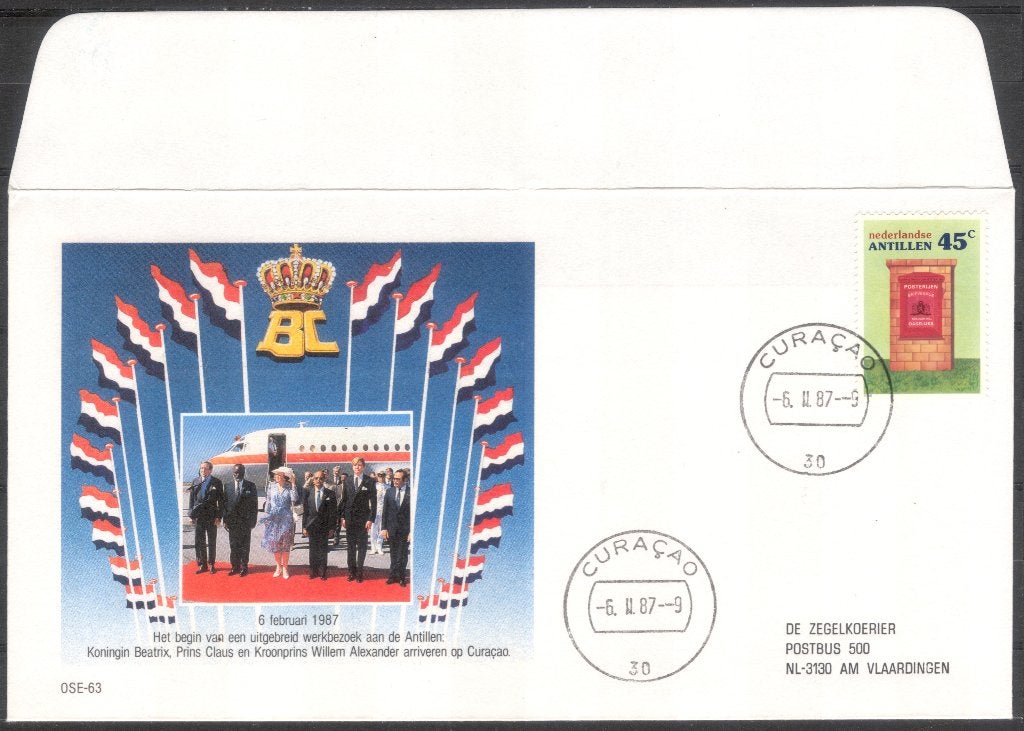 OSE63 - werkbezoek Beatrix Nederlandse Antillen 1987, Verzenden, Envelop