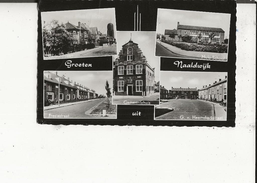 Naaldwijk Vijfluik met Mulo-School Jos Pe, Verzamelen, Ophalen of Verzenden, 1940 tot 1960, Gelopen, Zuid-Holland