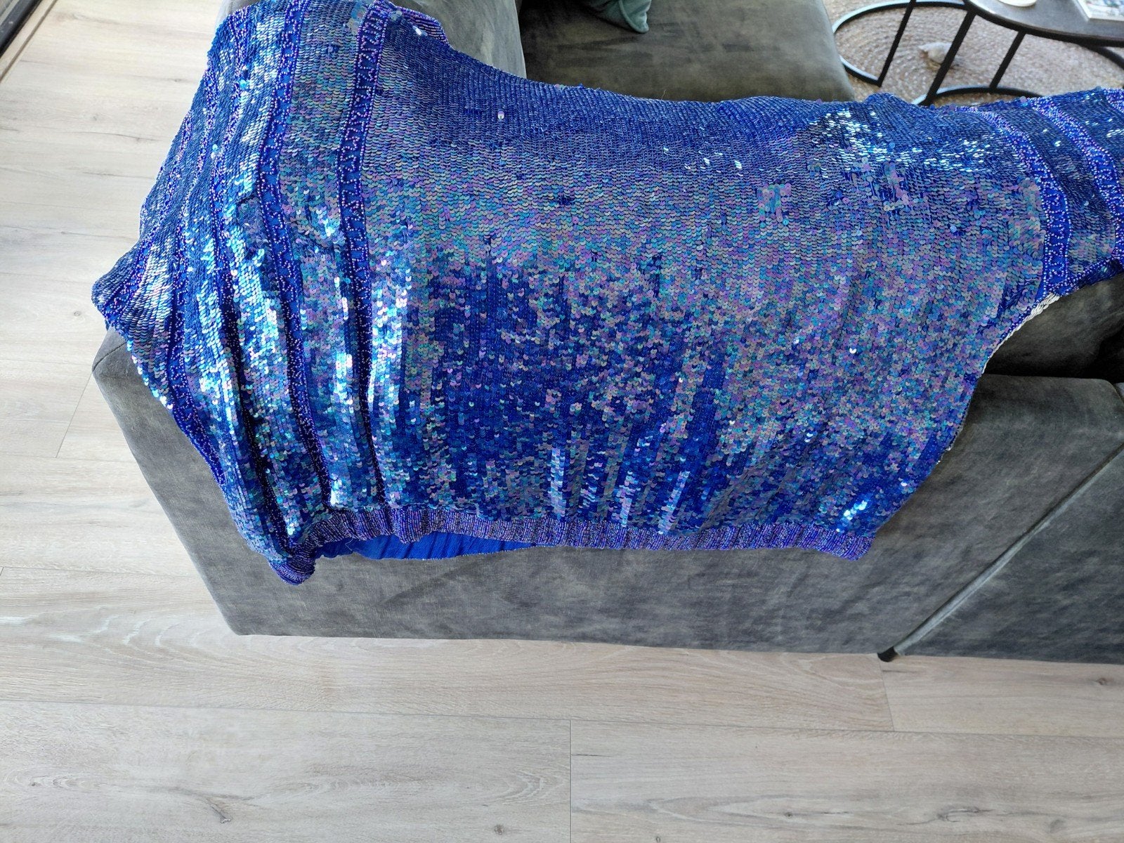 Aanchal 100% Zijden Blauwe Trui met Pailletten, Kleding | Dames, Blauw, Zo goed als nieuw, Aanchal, Ophalen