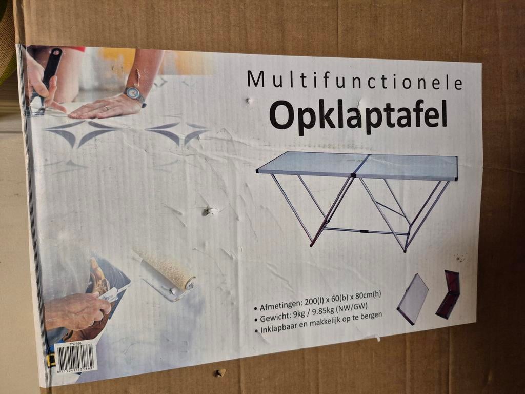 Opklap tafel l 200 x b 60 x h 80  NIEUW in doos, Ophalen, Nieuw, Rechthoekig, 50 tot 100 cm