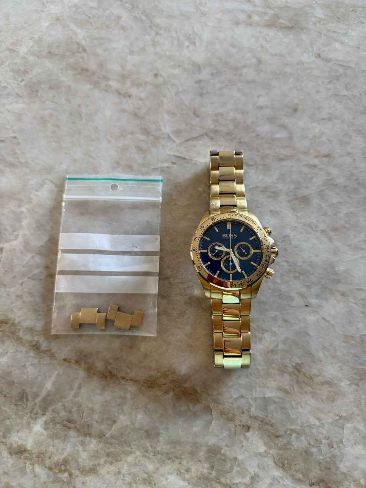 Hugo Boss HB1513340 Horloge - Goudkleurig Staal - 44 mm, Overige merken, Gebruikt, Staal, Polshorloge
