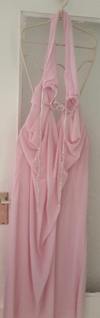 Prachtige Roze Halter Gala/Avondjurk met Open Rug Maat: XS, Nieuw, Ophalen of Verzenden, Roze, Maat 34 (XS) of kleiner