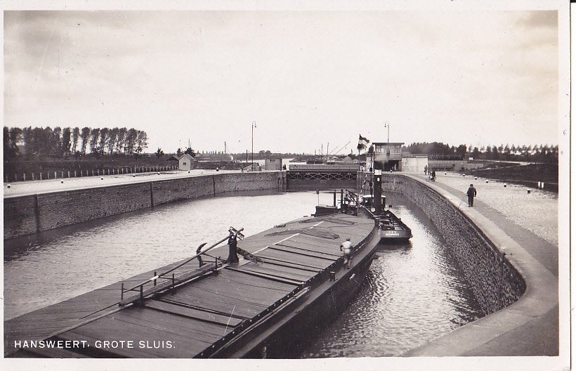 Hansweert. Binnenvaartschip. Sleepboot., Verzamelen, Verzenden, 1940 tot 1960, Ongelopen, Utrecht