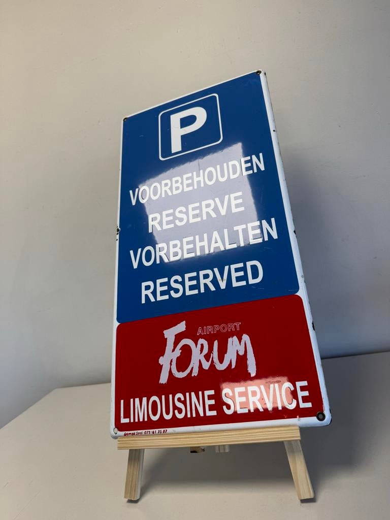 Vintage Gereserveerd Parkeerbord Airport Forum Limousine, Ophalen of Verzenden