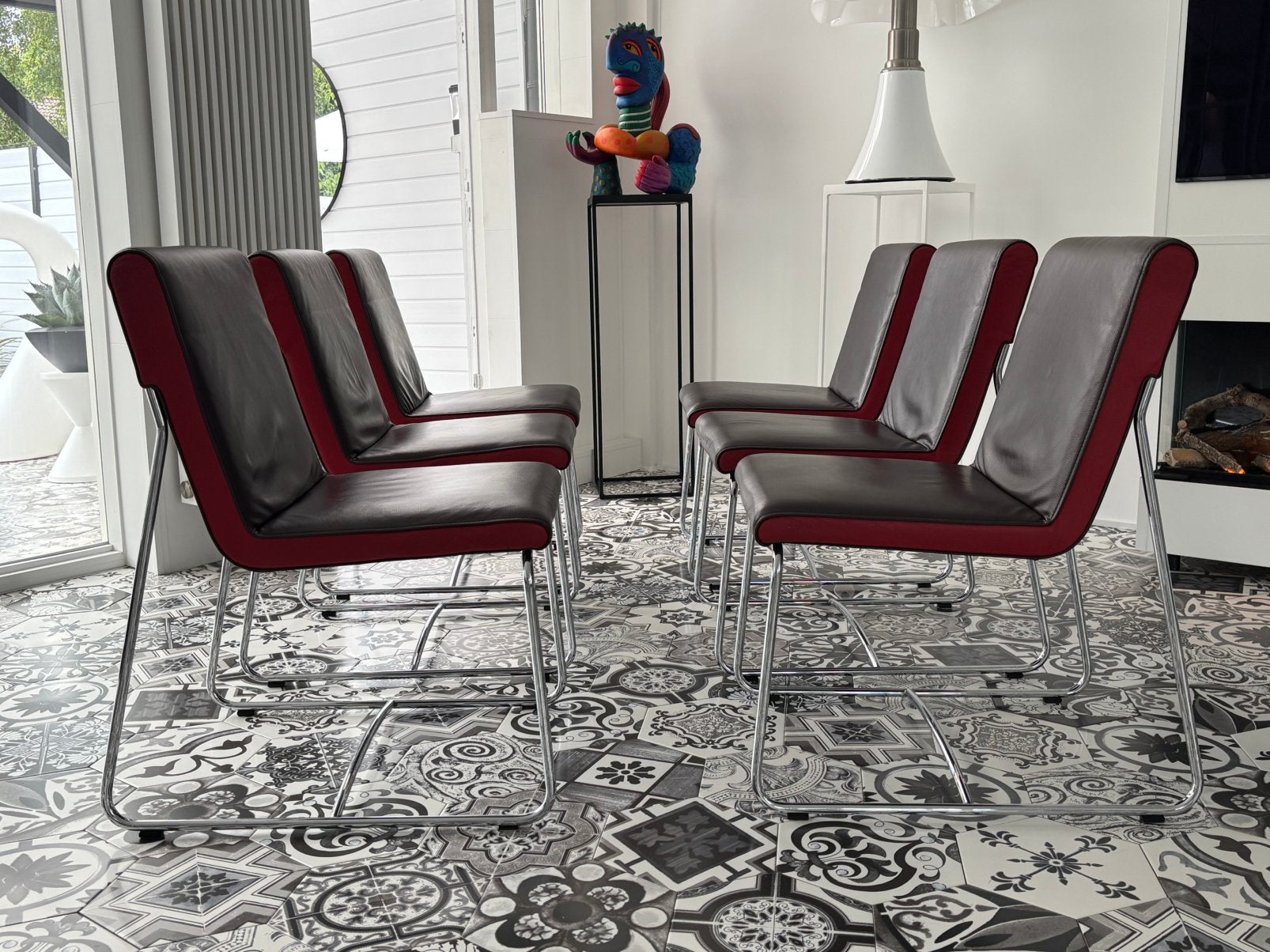 6 Leren Leolux  stoelen Design Spring Dancer, Huis en Inrichting, Stoelen, Ophalen, Leer, Zo goed als nieuw, Leolux