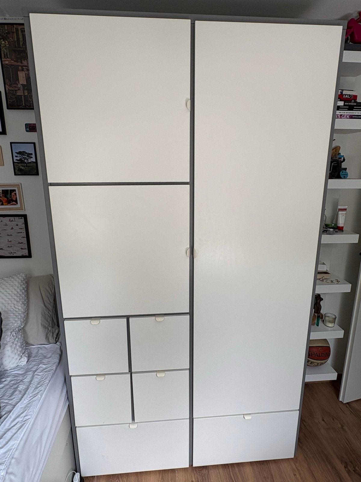 IKEA PAX Kledingkast - Wit/Grijs met Lades en Planken, Ophalen, Gebruikt, 100 tot 150 cm, 200 cm of meer
