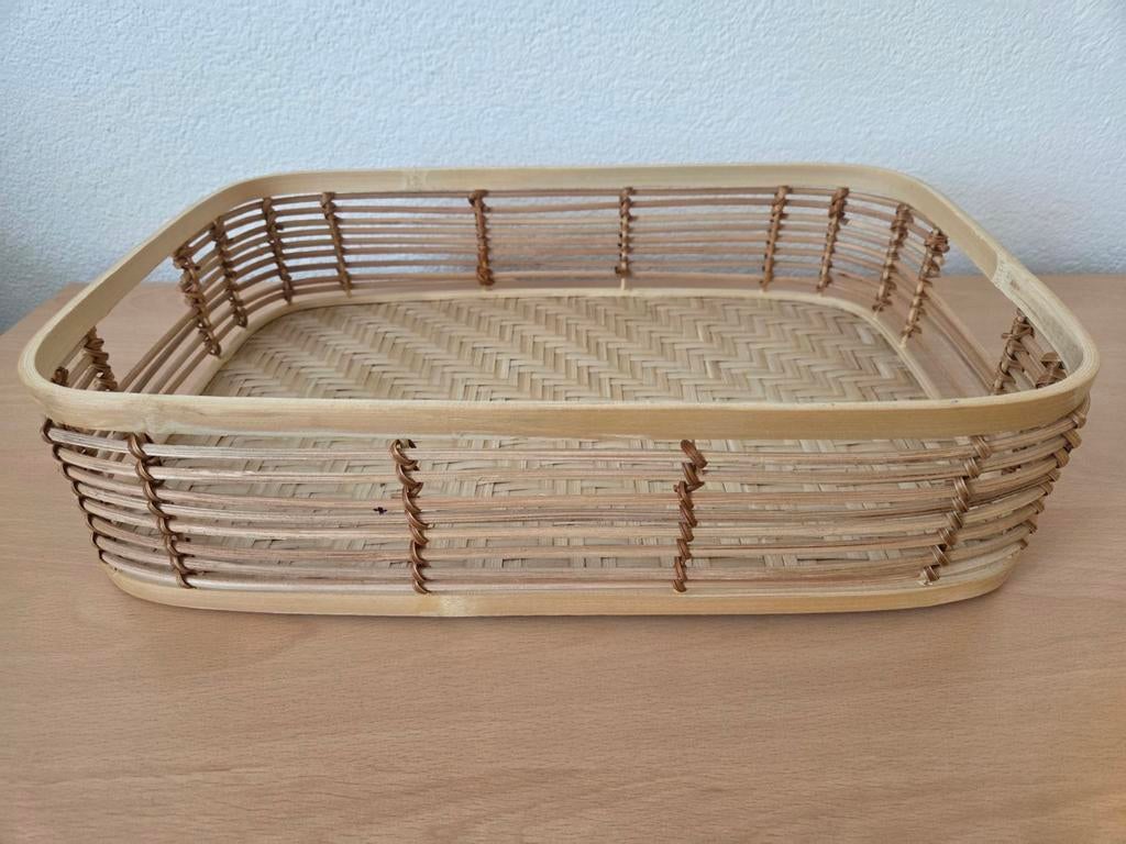 Rieten mandje 40 x 27 cm, Huis en Inrichting, Woonaccessoires | Overige, Beige, Ophalen of Verzenden, Natuurlijk materiaal, Landelijk