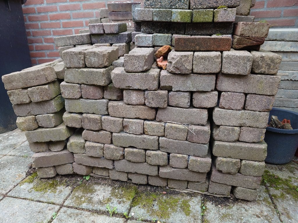 Gebakken klinkers dikformaat 2,5 m2, Tuin en Terras, Ophalen, Gebruikt, Minder dan 5 m², Klinkers