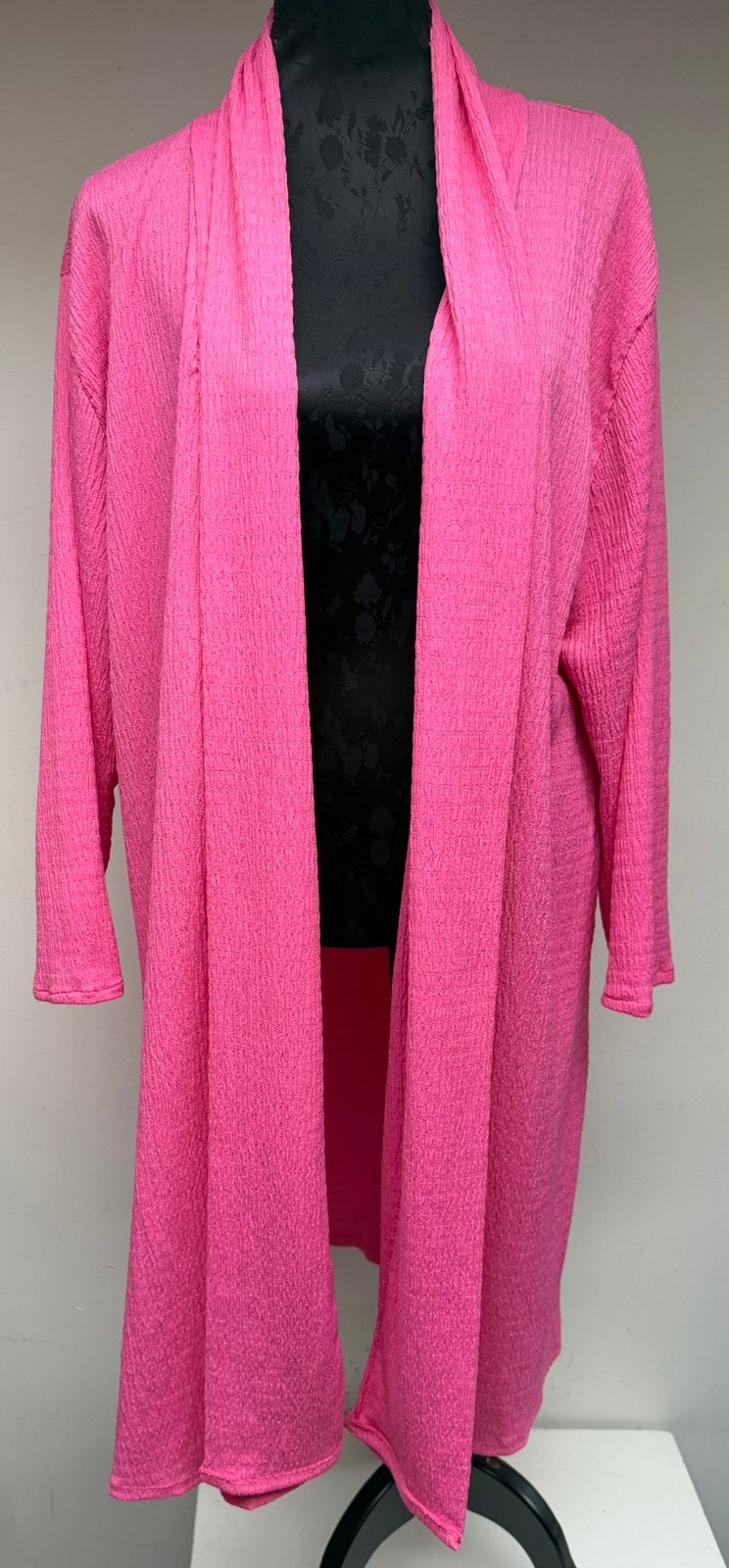 Superleuke lange roze cardigan Made in Italy maat 52/54, Kleding | Dames, Verzenden, Zo goed als nieuw, Roze, Jurk